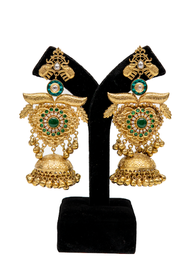 Traditional Pearl Jhumka Earrings for Women with Antique Gold Finish
